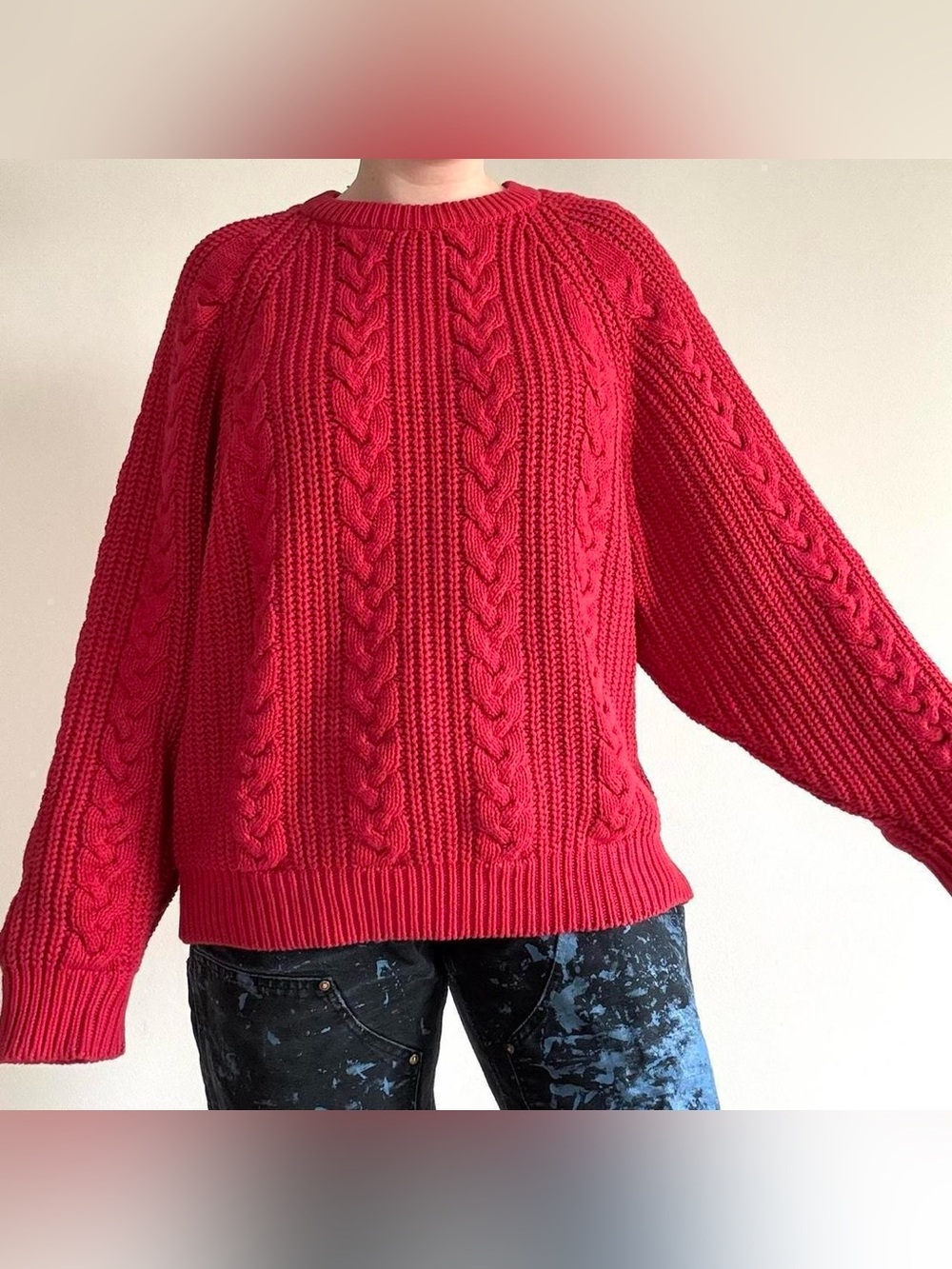 R.G. Brown’s vintage big red chunky cable knit sweater